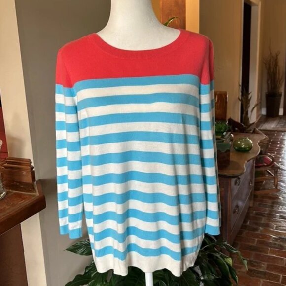 Talbots stripped 3/4 sleeve sweater szL - Picture 3 of 10